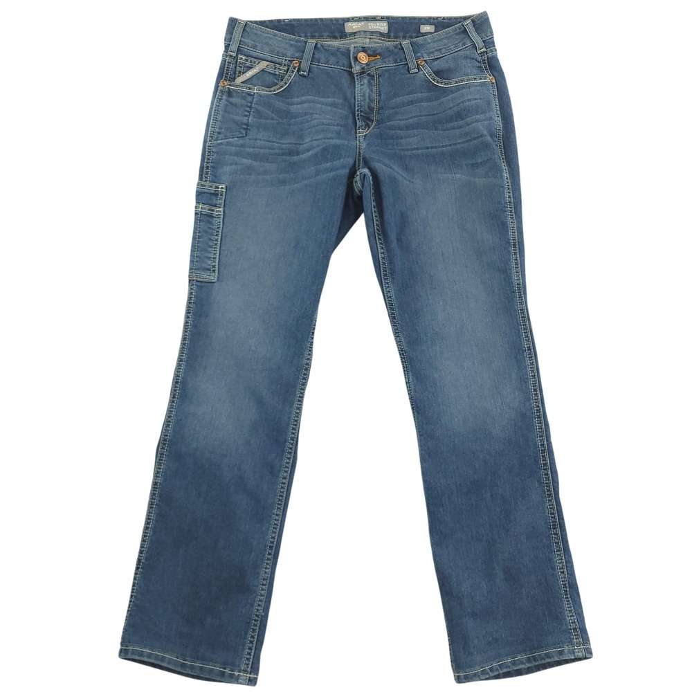 Ariat Rebar Mid Rise Straight Jeans Mens 31x31 Blue Medium Wash Stretch Denim